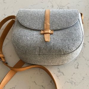 Hearth & Home with Magnolia Gray Felted Shoulder Saddle Bag w/leather strap